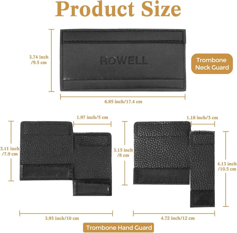 ROWell Trombone Guard Set Trombone Leather Hand Guard and Neck Guard 6.85 inch Trombone Neck Guard Pad,2 Pcs Trombone Finger Guard for Alto Trombone Thickened Non-slip Trombone Guard Set for Beginner - Image 3